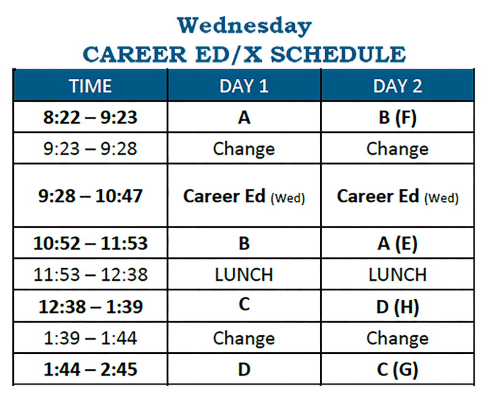 Wednesday Bell Schedule